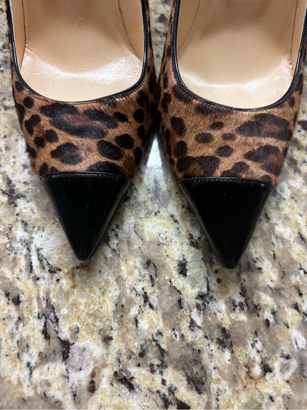 Jimmy Choo Leopard-Print Pumps with Black Patent Pointed Toe - Picture 8 of 9